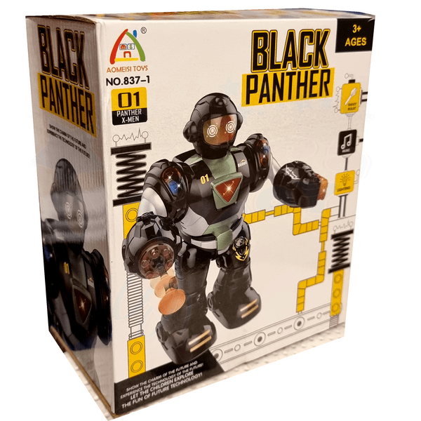 ربات آدم آهنی موزیکال پلنگ سیاه با قابلیت شلیک تیر Black Panther